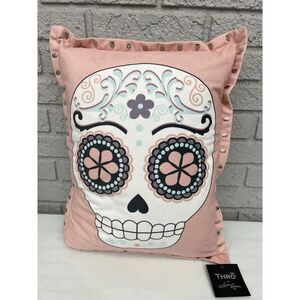 Thro Soft Pink Sugar Skull Skeleton Throw Decorative Pillow